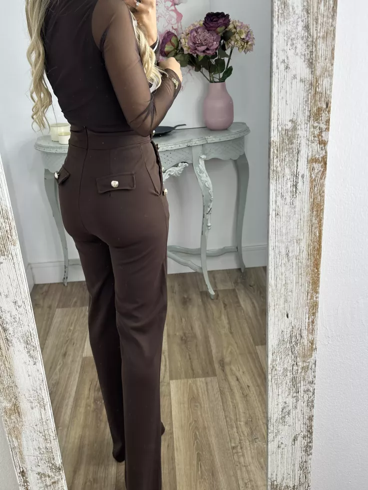 Pantalón tiro alto marrón