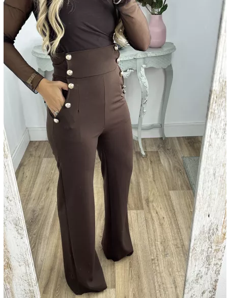 Pantalón tiro alto marrón