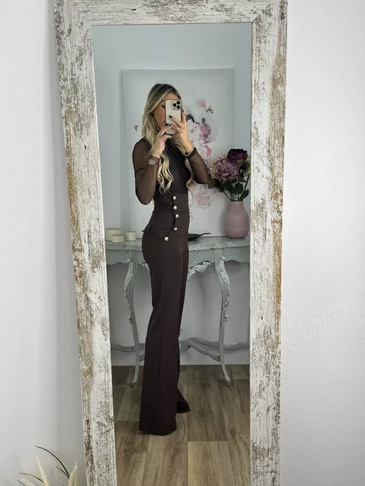 Pantalón tiro alto marrón