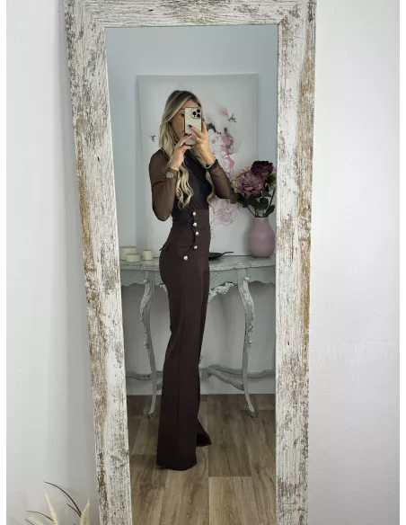 Pantalón tiro alto marrón