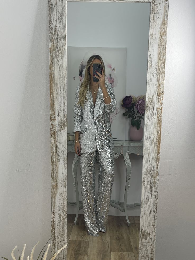 Chaqueta Letizz plateada de lentejuelas
