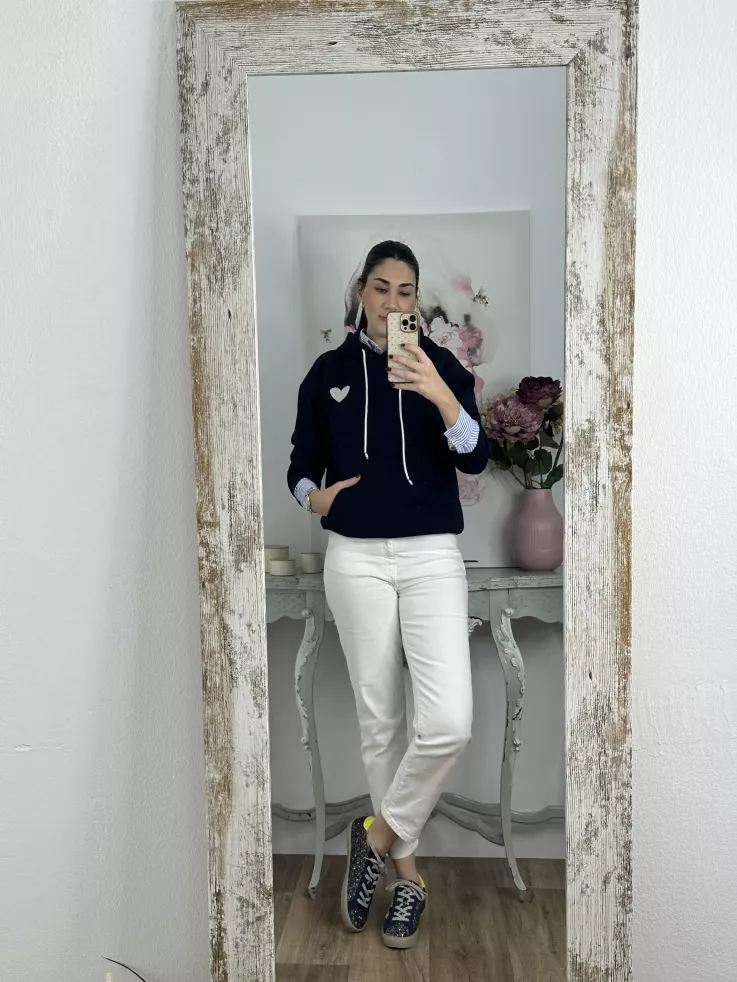 Sudadera azul marino capucha con corazón