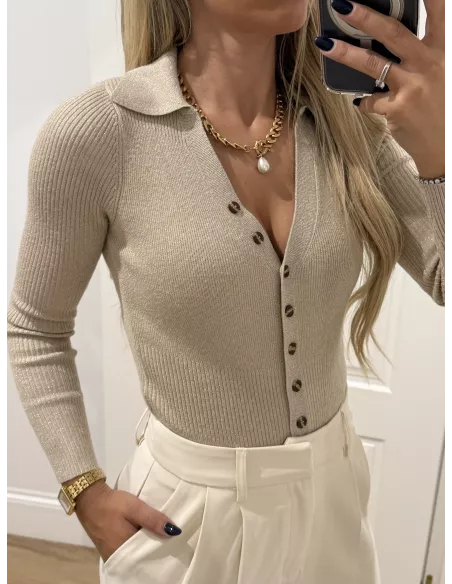 Body de punto dorado con botones