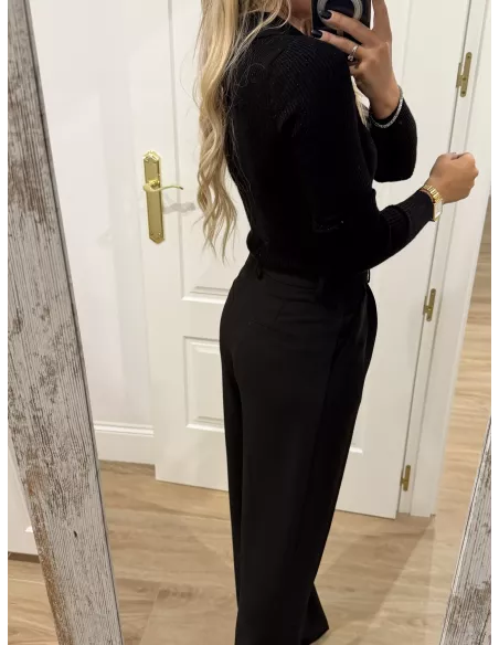 Body de punto negro con botones