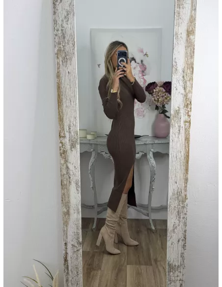 Vestido Loreto de punto chocolate