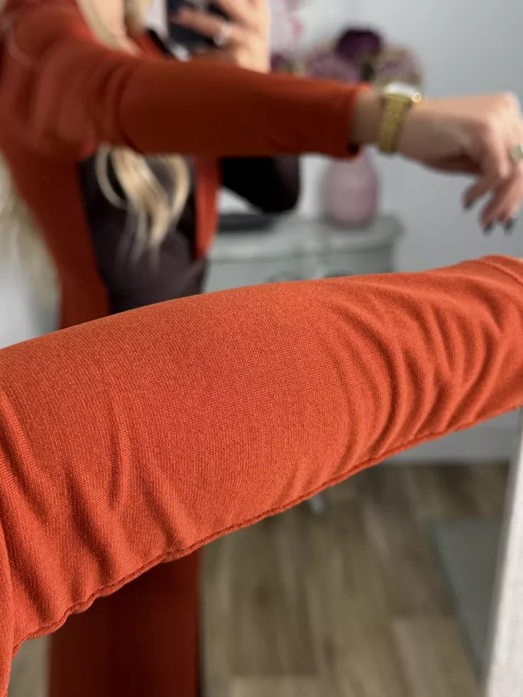 Vestido Ludmila bicolor teja y chocolate