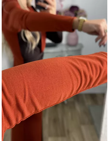 Vestido Ludmila bicolor teja y chocolate