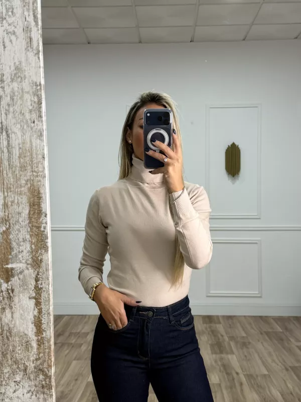 Jersey Deep cuello alto beige