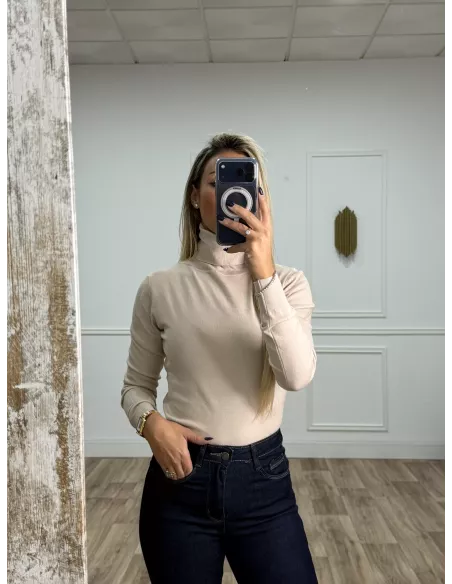 Jersey Deep cuello alto beige