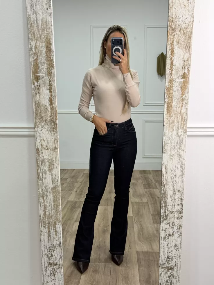 Jersey Deep cuello alto beige