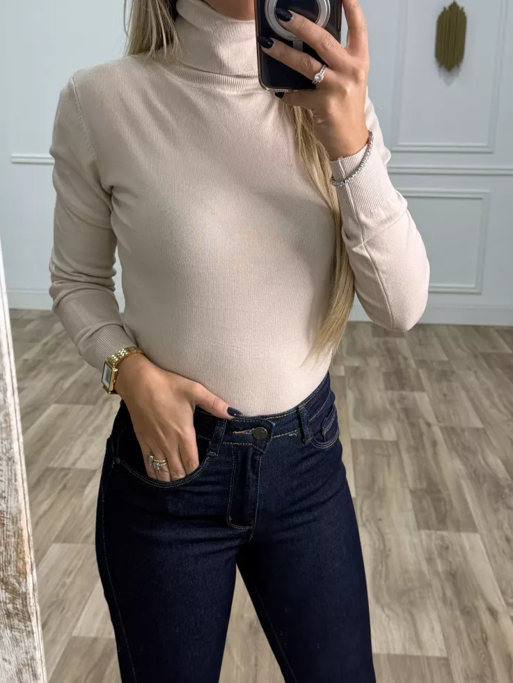Jersey Deep cuello alto beige