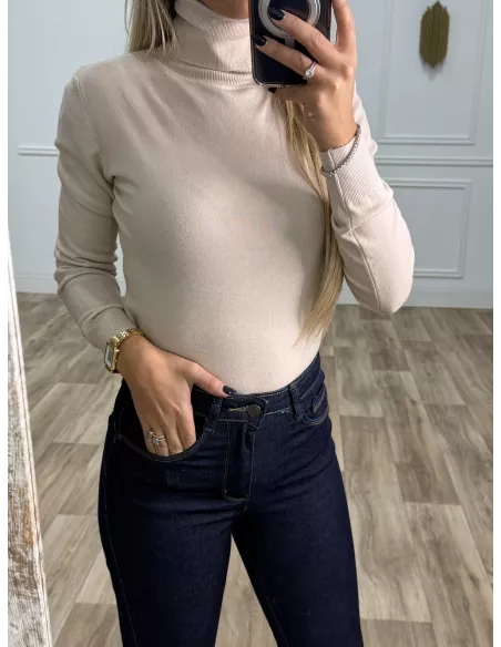 Jersey Deep cuello alto beige
