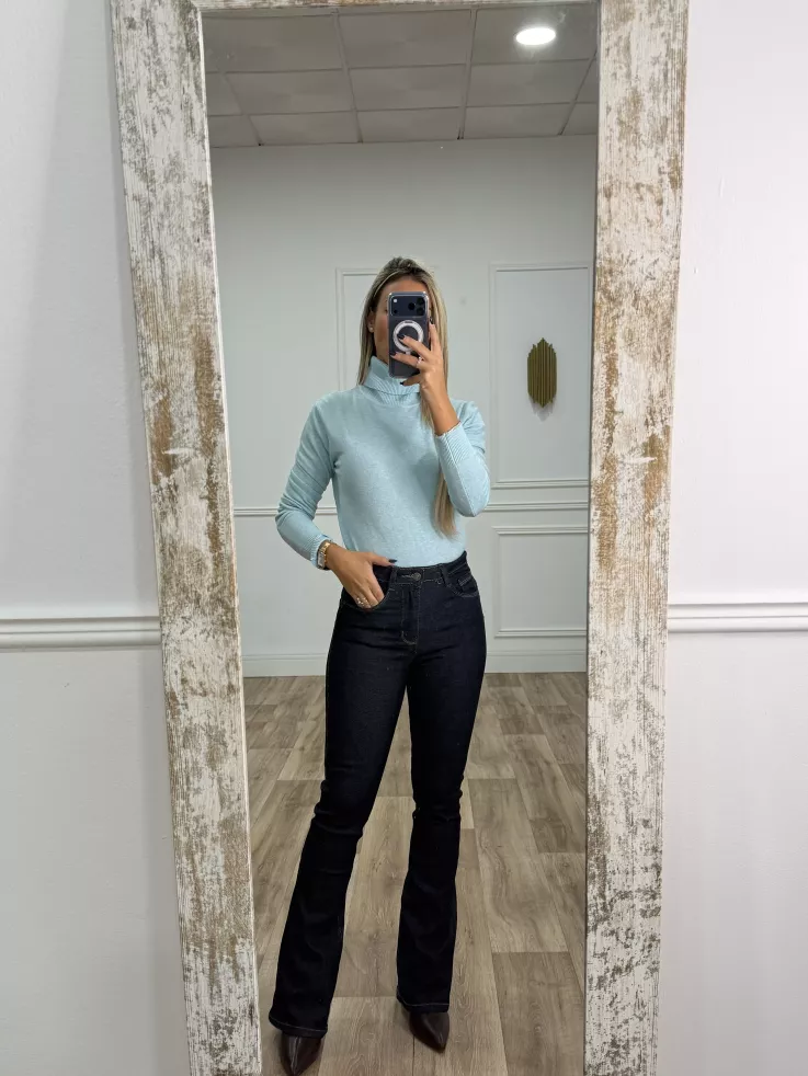 Jersey Deep cuello alto celeste