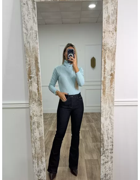 Jersey Deep cuello alto celeste