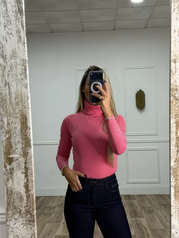 Jersey Deep cuello alto rosa
