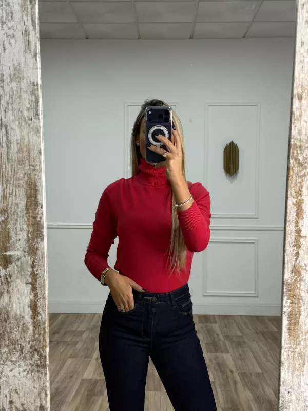 Jersey Deep cuello alto fresa