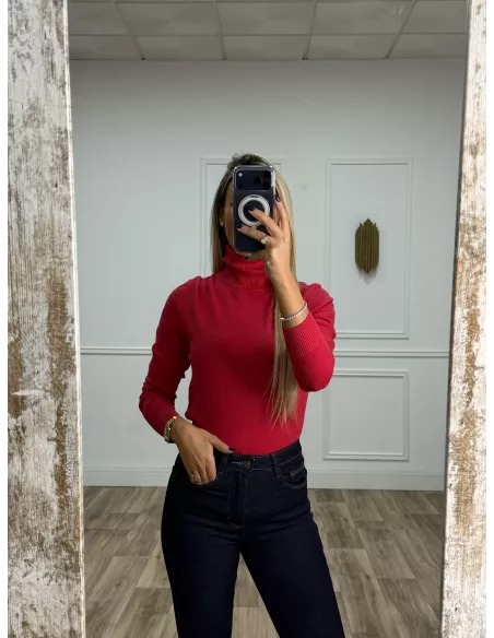 Jersey Deep cuello alto fresa