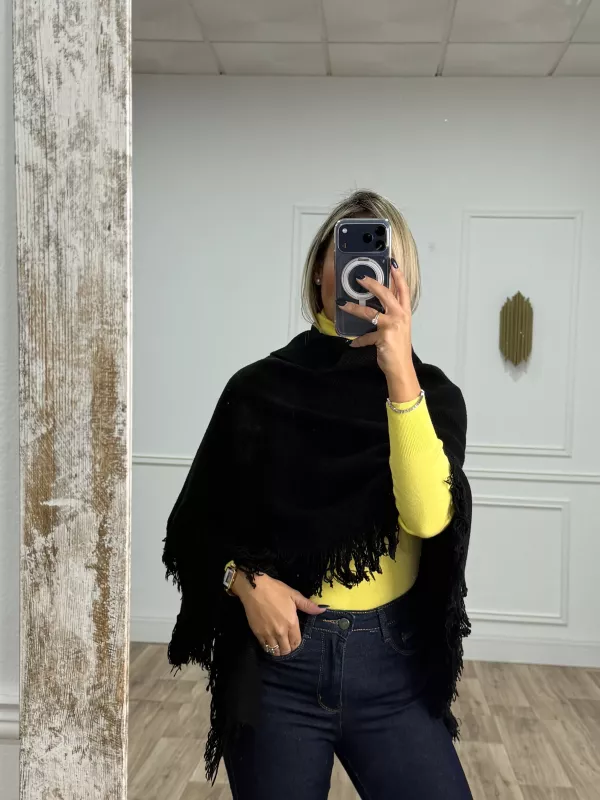 Chal punto flecos negro