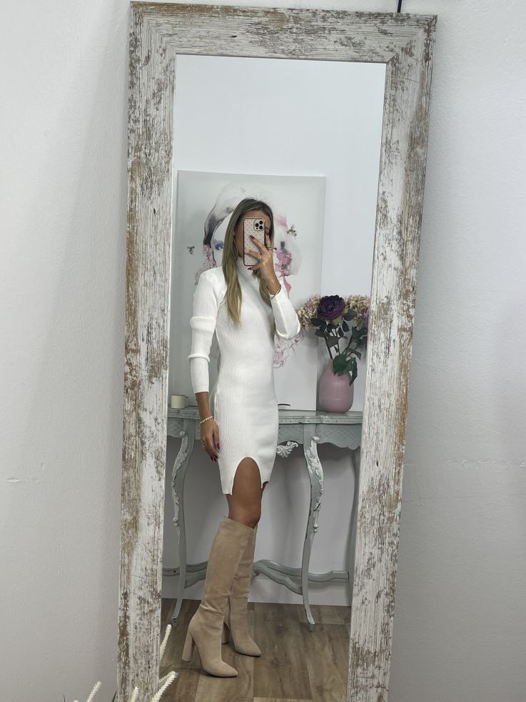 Vestido Ingrid blanco abertura