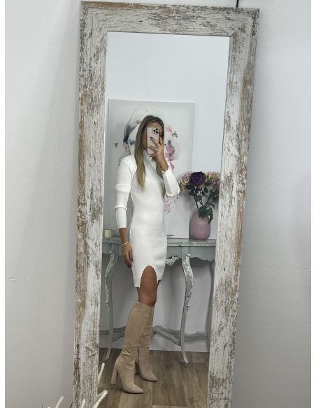 Vestido Ingrid blanco abertura