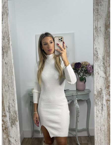 Vestido Ingrid blanco abertura