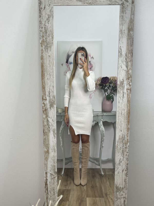 Vestido Ingrid blanco abertura