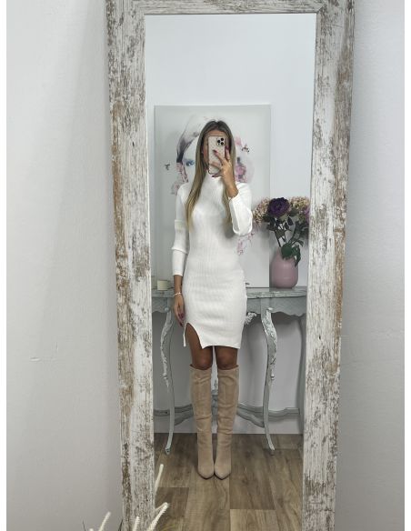 Vestido Ingrid blanco abertura