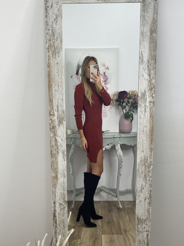 Vestido Ingrid teja abertura