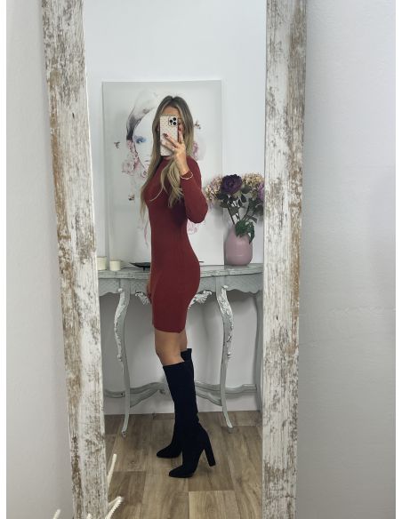 Vestido Ingrid teja abertura