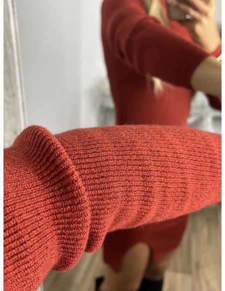 Vestido Ingrid teja abertura