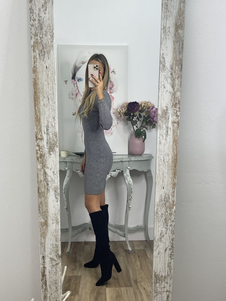 Vestido Ingrid gris abertura