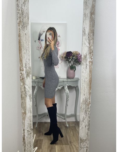 Vestido Ingrid gris abertura