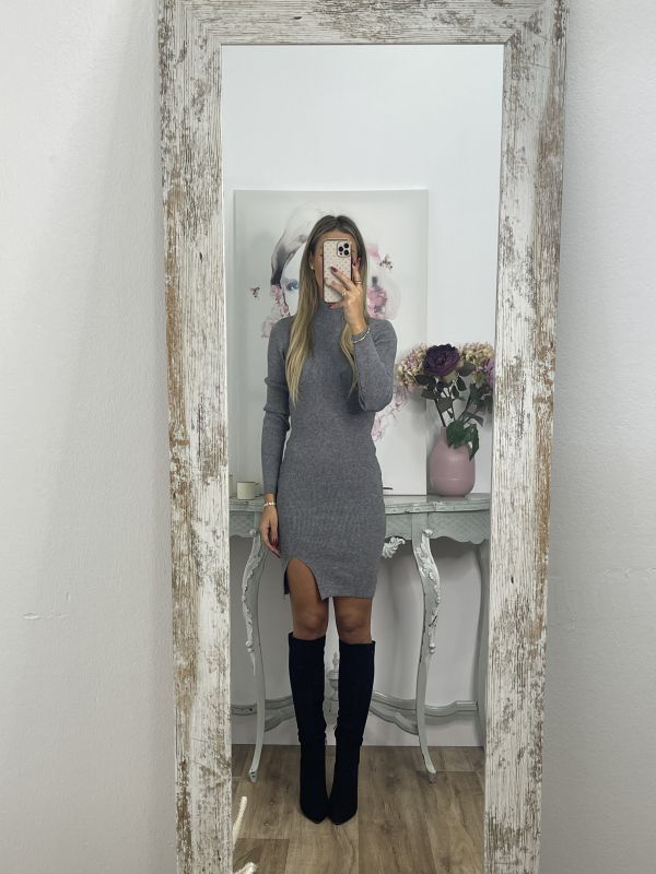 Vestido Ingrid gris abertura