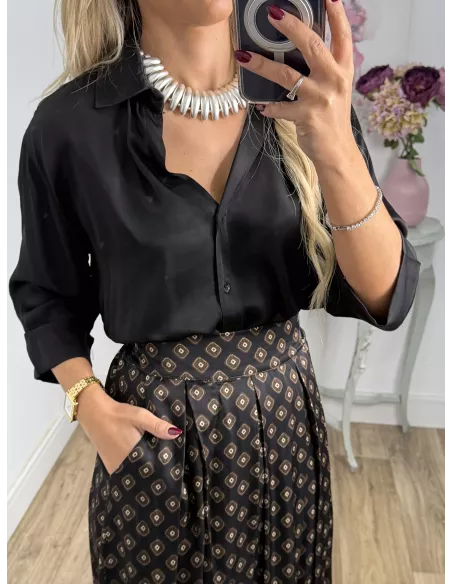 Camisa Cova satinada negra