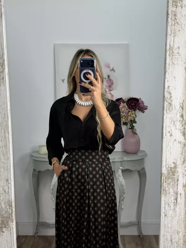 Camisa Cova satinada negra