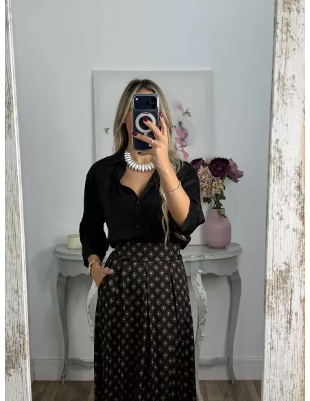 Camisa Cova satinada negra