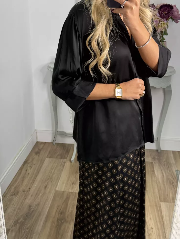 Camisa Cova satinada negra