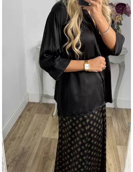 Camisa Cova satinada negra