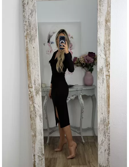 Vestido Margaret cascada negro