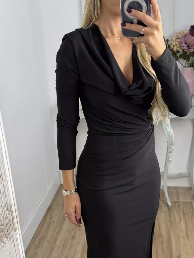 Vestido Margaret cascada negro