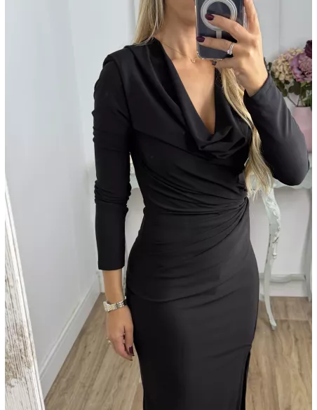 Vestido Margaret cascada negro