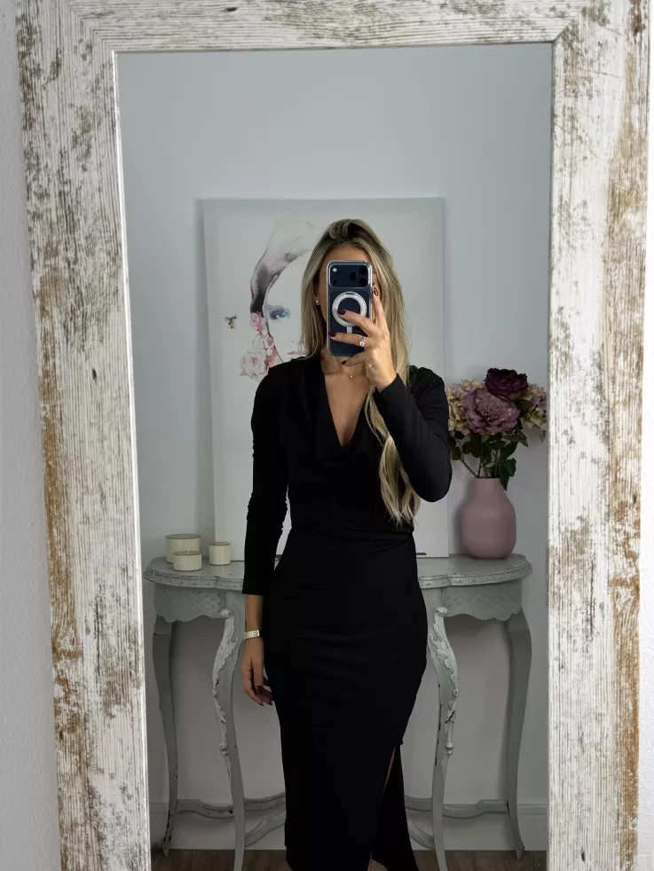 Vestido Margaret cascada negro