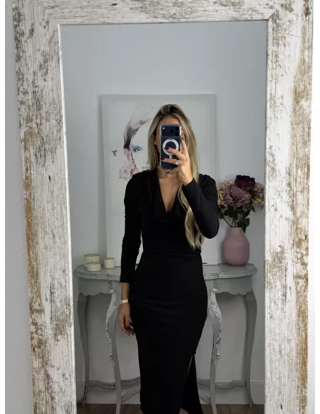 Vestido Margaret cascada negro