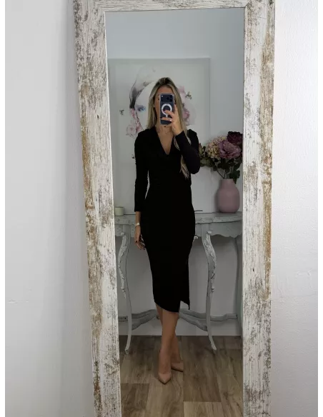 Vestido Margaret cascada negro