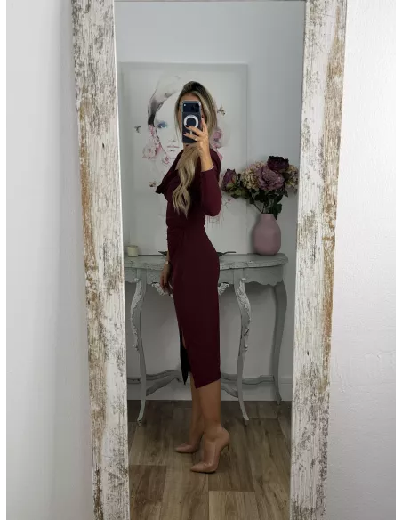 Vestido Margaret cascada burdeo