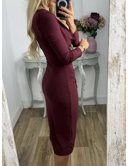 Vestido Margaret cascada burdeo