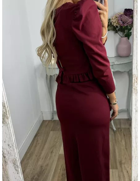 Conjunto Kesar liso burdeos