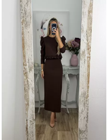 Conjunto Kesar liso chocolate