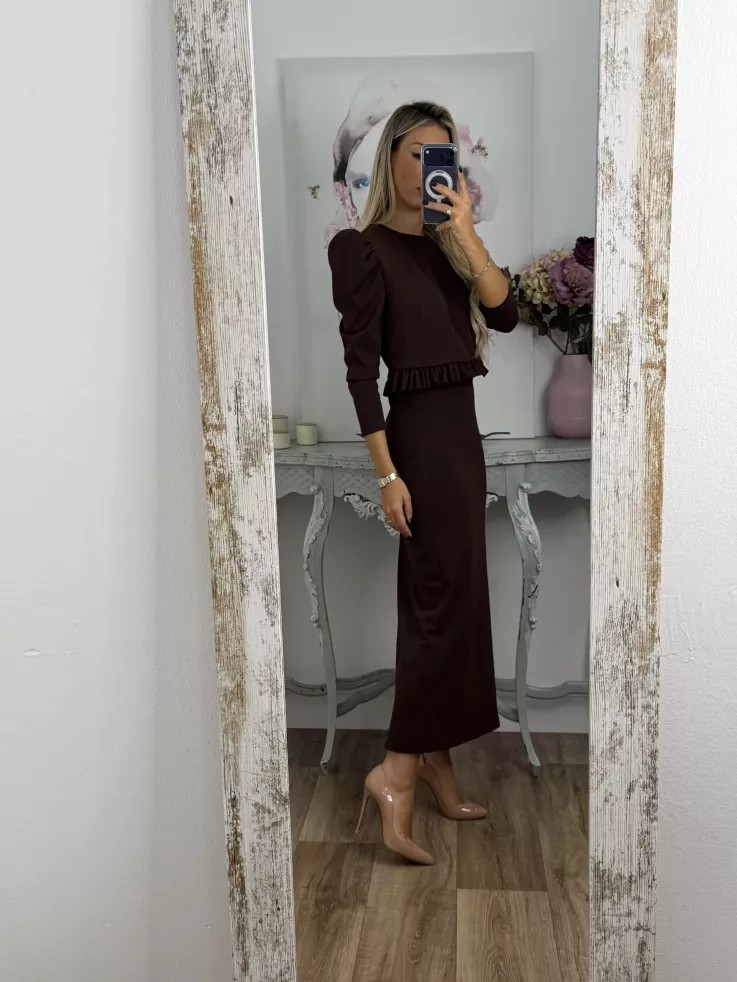 Conjunto Kesar liso chocolate