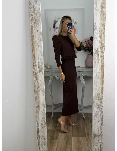 Conjunto Kesar liso chocolate